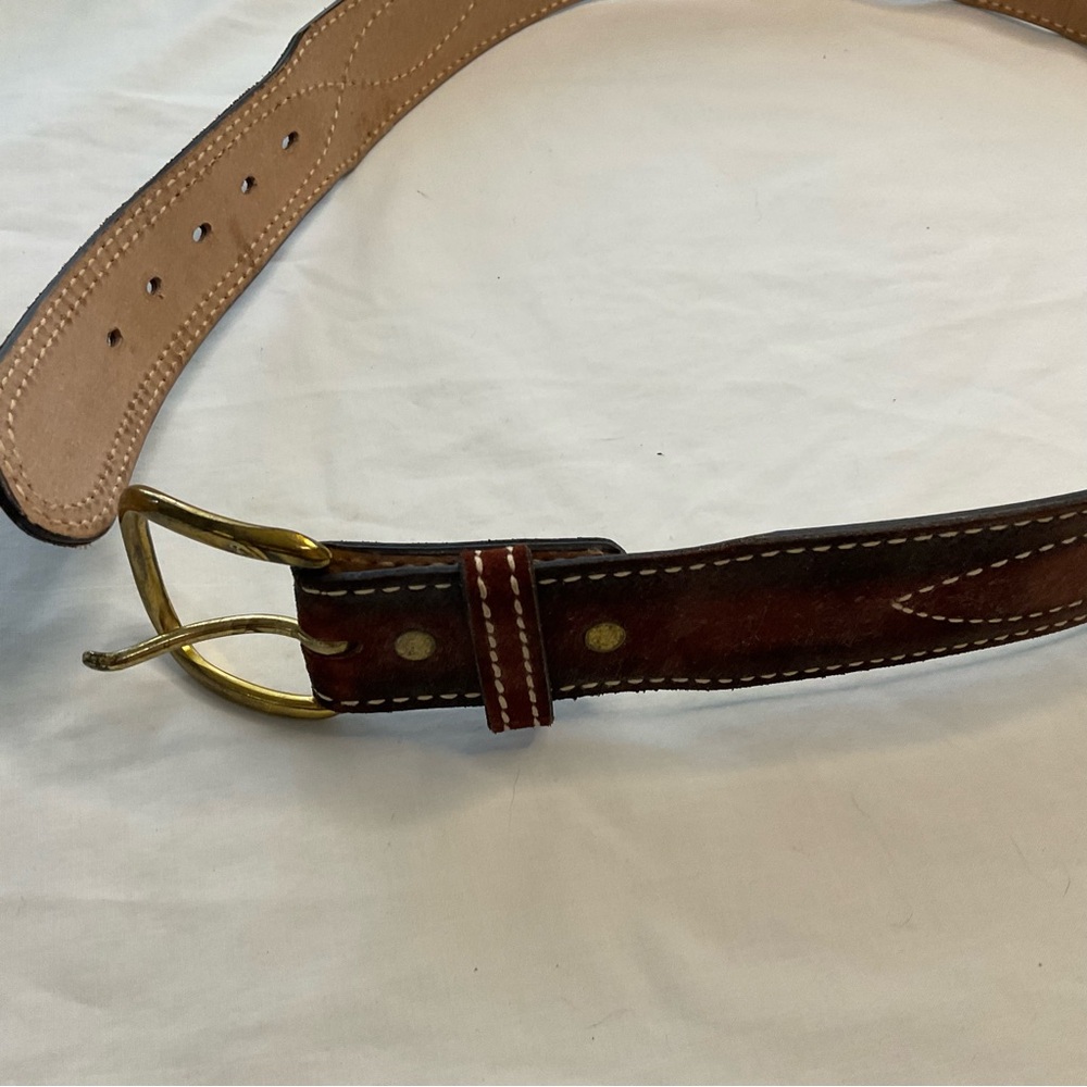 Brown Belt Split Cowhide/Bonded Lined Made in USA 36 - Picture 2 of 8